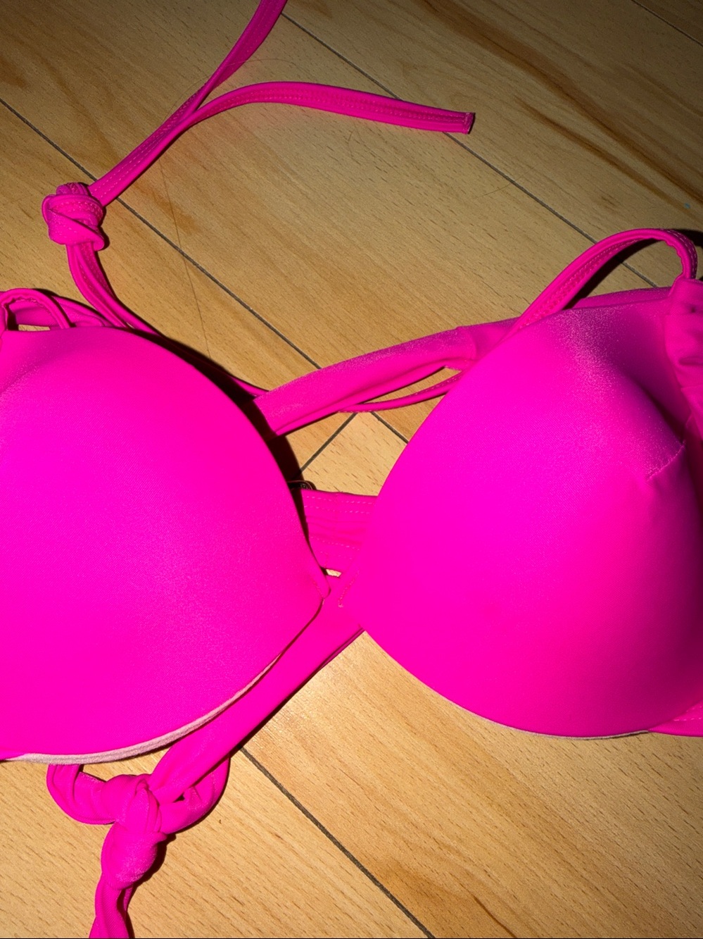 Victoria K Hot Pink Wrap Tie Bikini Top - Picture 4 of 4